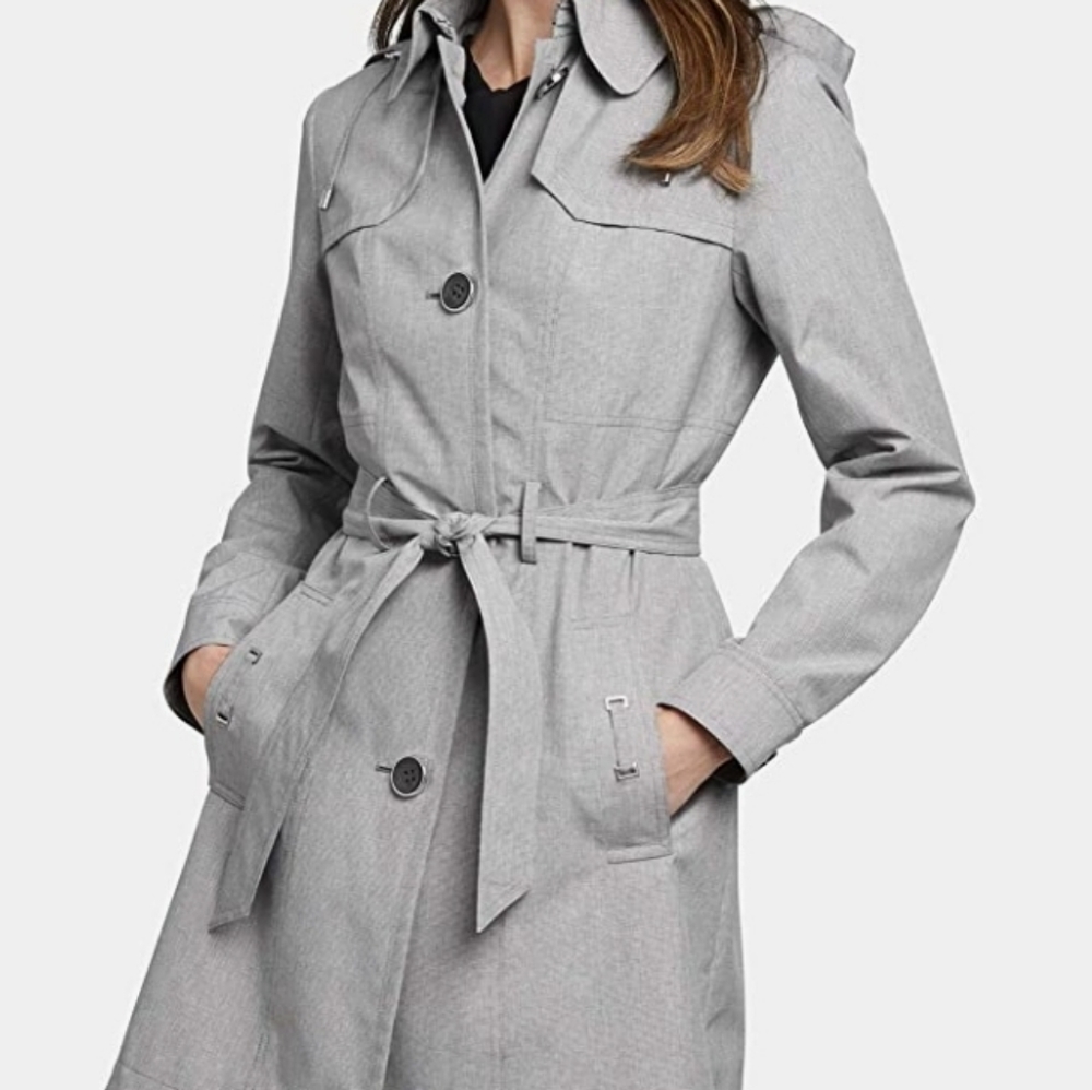 Johnston & Murphy Women's Micro-Houndstooth Hooded Trench size XL